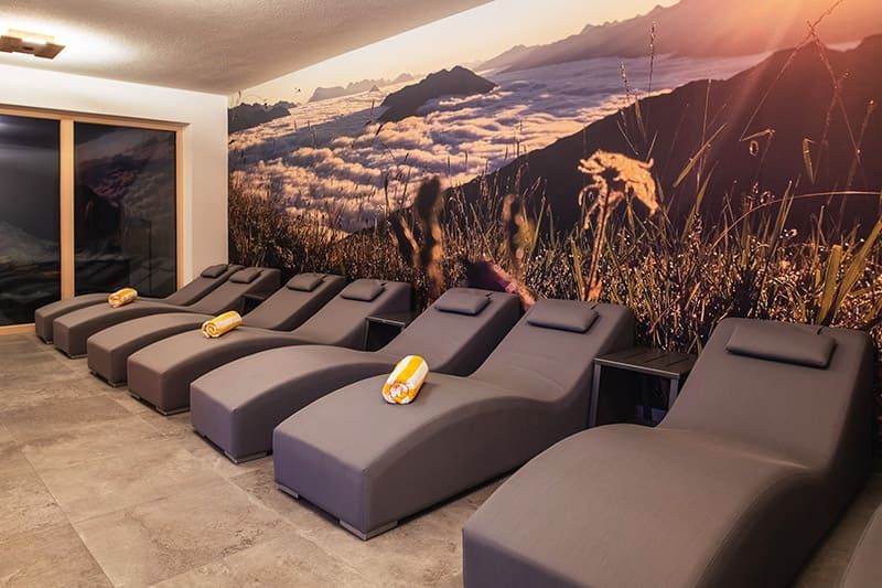 Relaxation room with comfortable loungers